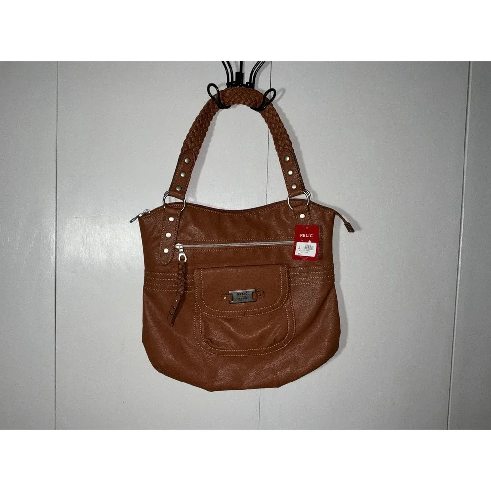 Relic Faux Leather Hobo Style Purse Braided Shoulder Straps Purse